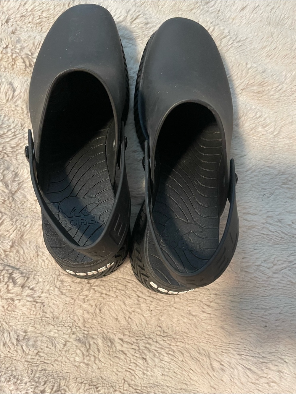 Sorel Black Platform Mule Clogs with Back Strap - Picture 7 of 8